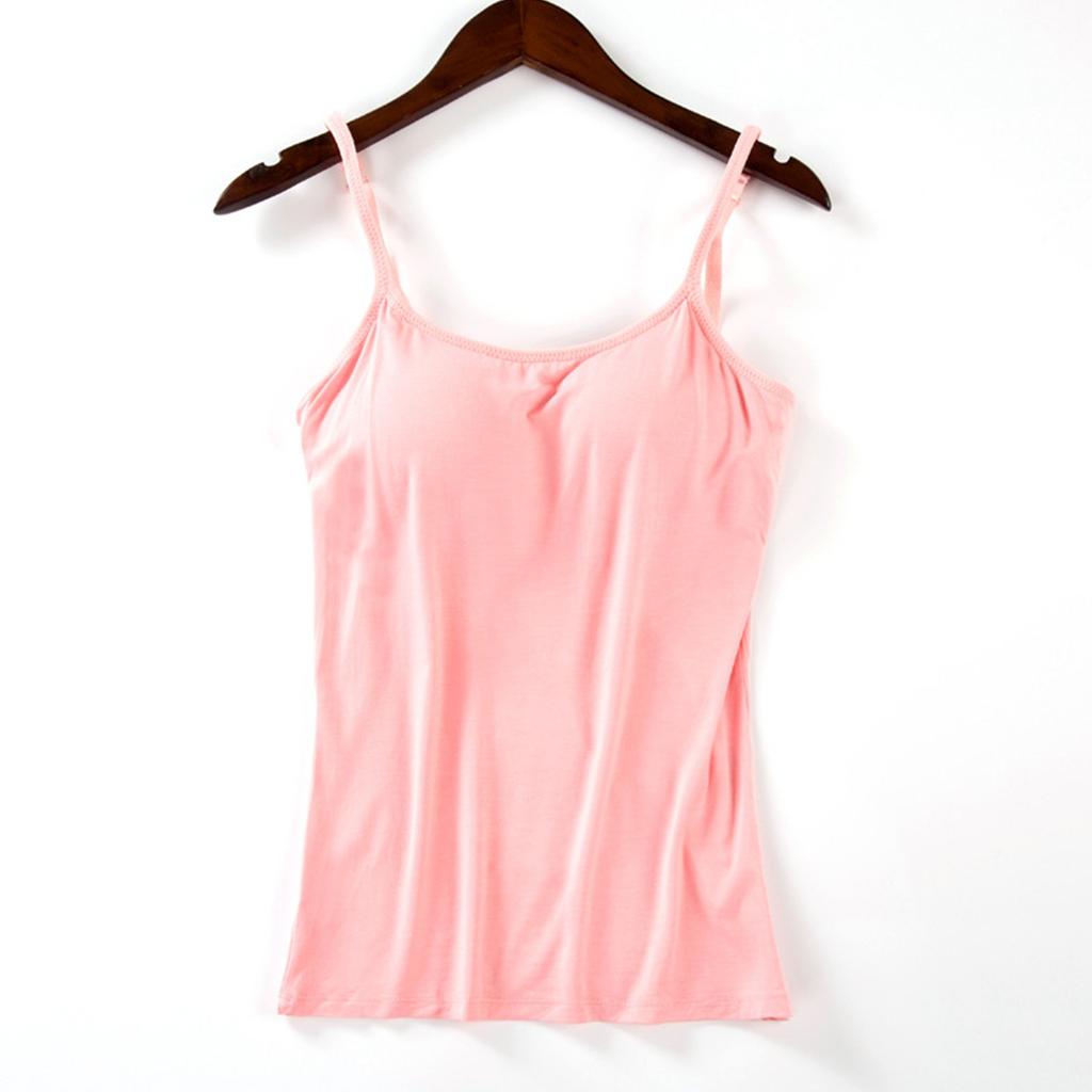 Bras Top For Women Tank Tops Adjustable Strap Camisole With Built In Padded Bra Vest Cami Sleeveless Basic Solid Sexy V Neck