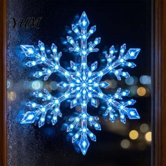 Non Marking Festive Window Stickers Christmas LED Snowflake Wall Stickers, Lighted Decor, Self-Adhesive Gift for Home Decor Winter Art with