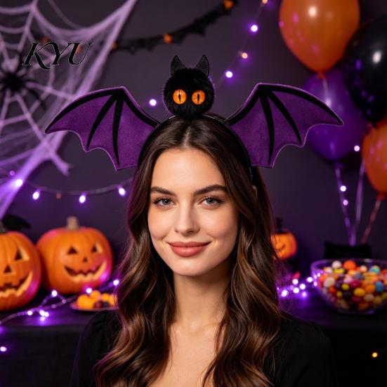 Felt Bat Headband for Cosplay Halloween Hairband, Plush Wing Gothic Style Headband, Hair Accessories Costume Party Women And Girls Hairband