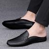 Fashion Stylish Elegant Muller Shoes Lightweight Soft Half Shoes Men's Casual Leather Shoes Breathable Male Loafers Slippers Half Drag
