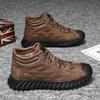 Мужская хлопковая обувь, новинка 2023 года, зимняя утолщенная бархатная теплая кожаная обувь, уличная мужская обувь с высоким берцем, универсальная повседневная обувь для среднего и пожилого возраста