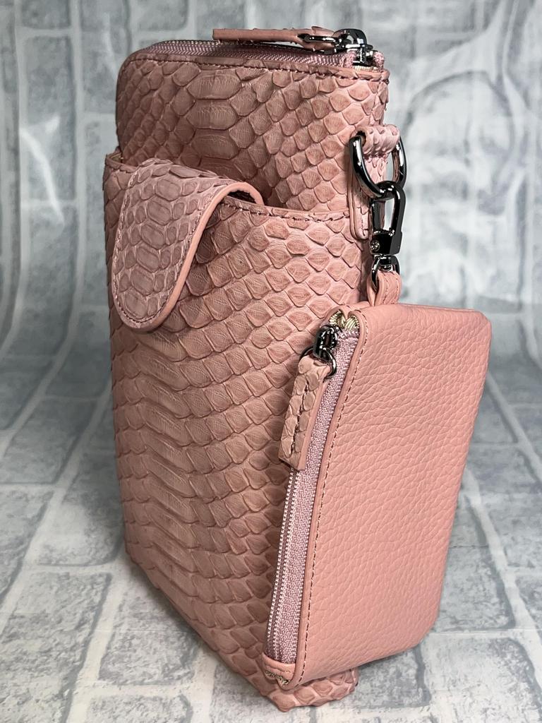 Smartphone Pochette 3WAY Python Genuine Leather Shoulder Bag with Coin Case for Women and Men Black Snakeskin Snakeskin Smartphone Pochette Pochette