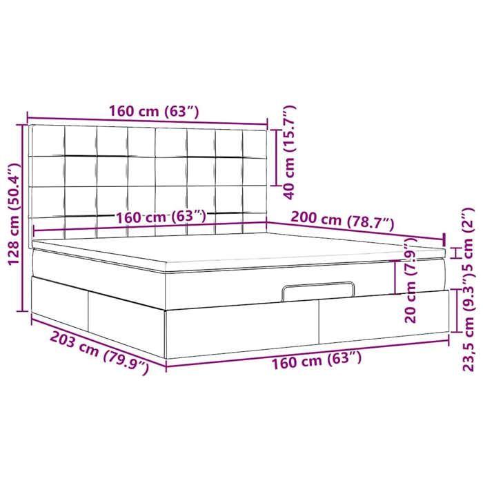 VidaXL Cadre de lit ottoman avec matelas crème 160x200 cm tissu 3313173