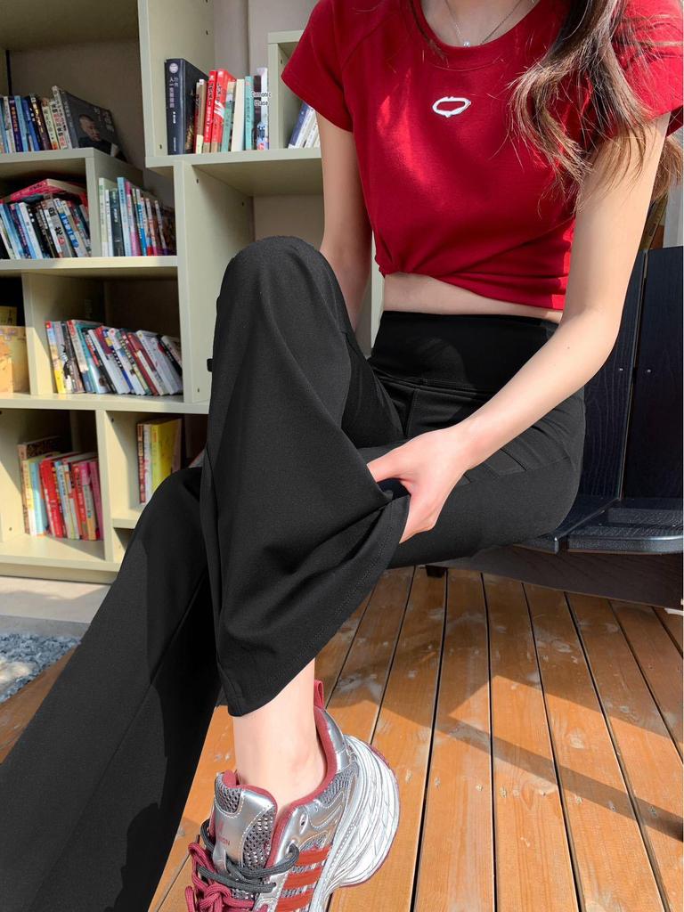 2025 Slim Fit Mesh Micro-Flare Pants with Pocket & Tummy Control