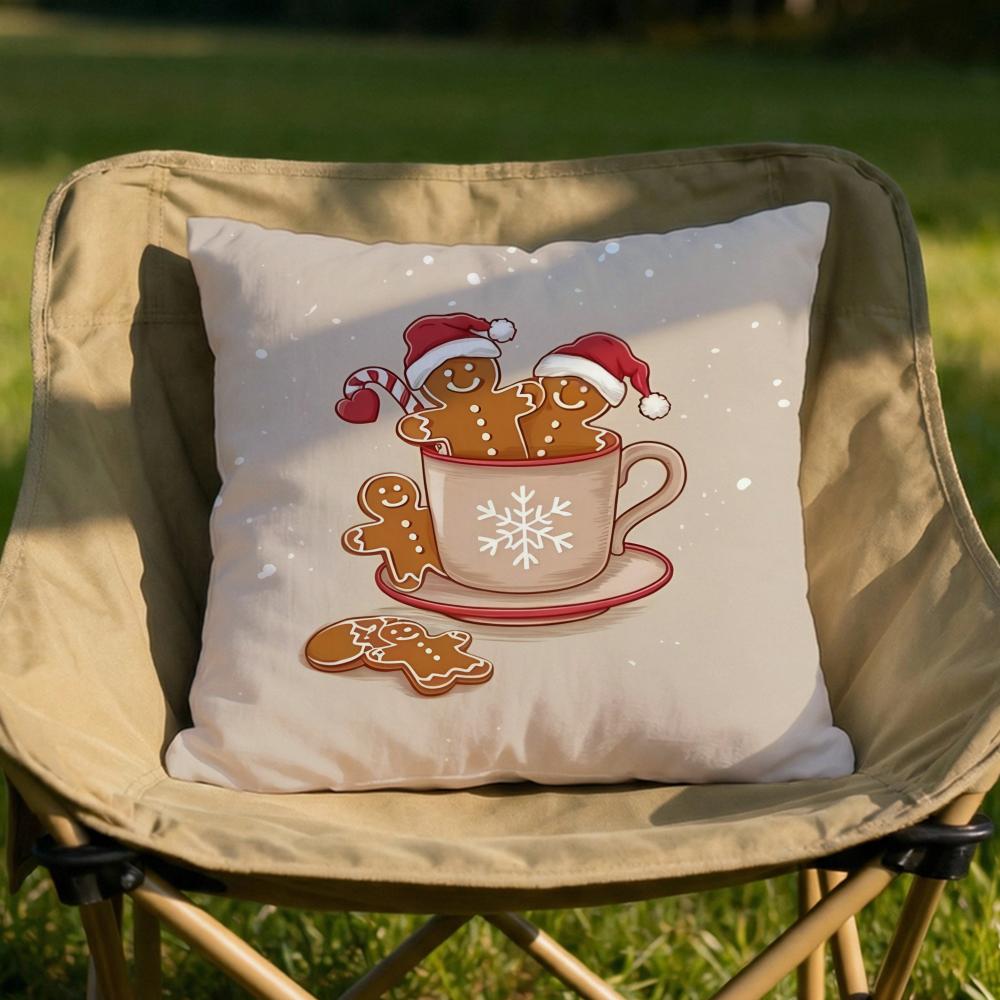 Christmas Santa and Deer Cushion Cover Soft Reversible Durable Pillow Cover MultiScene Use for Home Car Daily Comfort