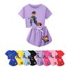Kids Summer Sport T-Shirt And Shorts 2 Piece Outfit Tracksuit Set Short Sleeve Print Crop Tops With Clothing Set