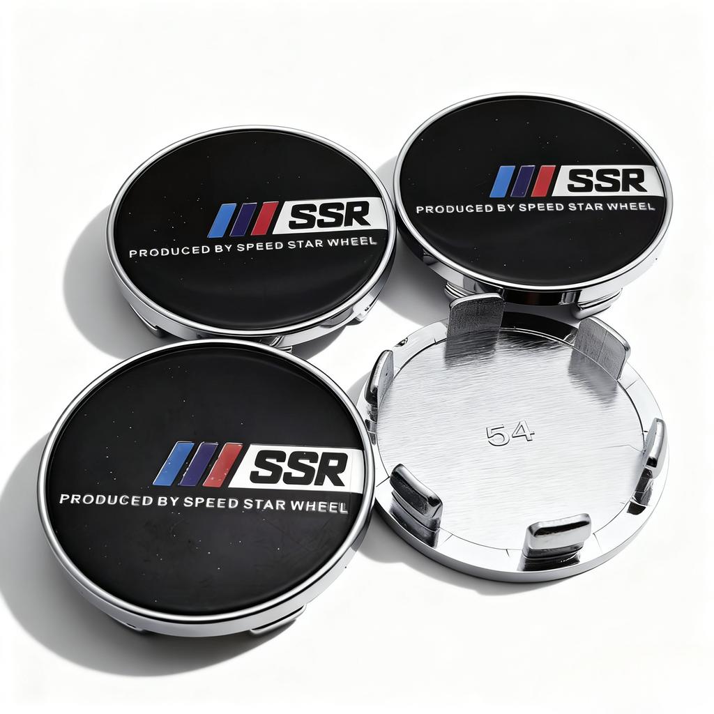 DBS3  4pcs JDM SSR Logo Emblem Car Wheel Center Caps O.D 54MM Clips 49MM Wheels Hub Cap Rim Hubcaps Dust Cover Replace Car Accessories