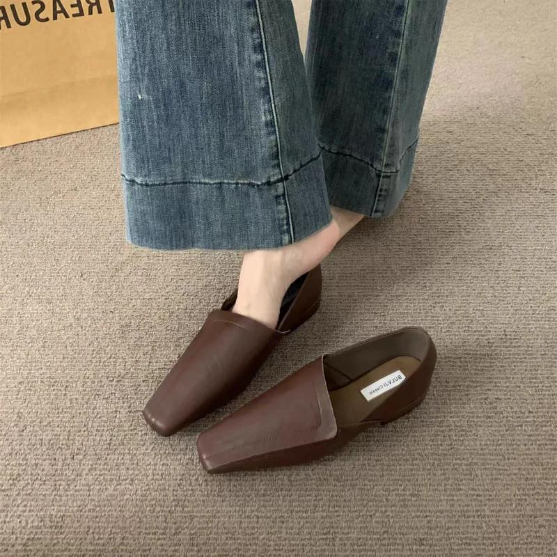 Брендовые дизайнерские туфли-лодочки женские туфли-лоферы элегантные кожаные туфли с квадратным носком мягкие туфли трендовые новые зимние удобные туфли для ходьбы женские
