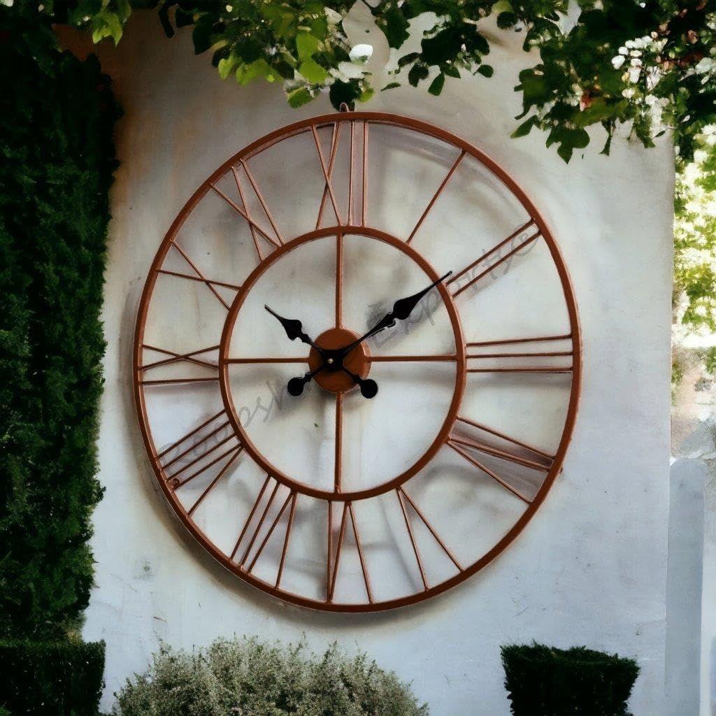 Часы Железные Ручной Работы Большие Медные Абстрактные Аналоговые Настенные Часы (60X60 См, Коричневый, Медь)