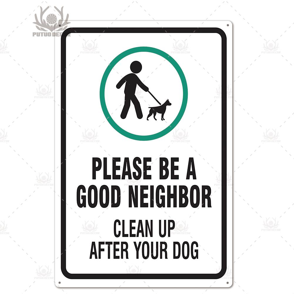 Putuo Decor Beware of Warning Vintage Tin Sign Plaque Metal Plate Guard Dog Signs Wall Art Posters for No Trespassing Farmhouse