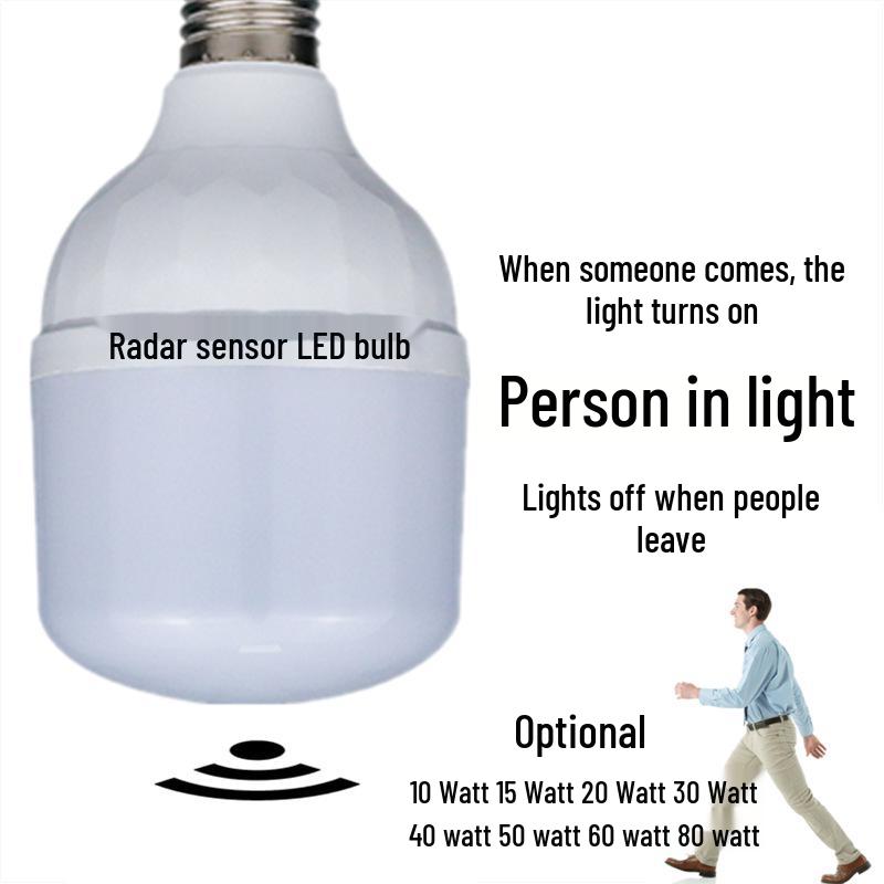 Умный радарный датчик Светодиодная лампа высокой яркости для коридоров, лестничных клеток и гаражей
