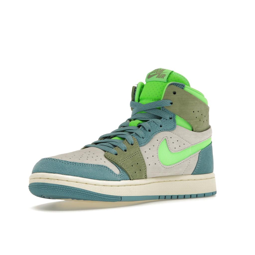 Air Jordan 1 High Zoom Comfort 2 University Blue Volt Женские кроссовки Бело-Оливковые DV1305-433