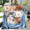 Warm Kitten Thin Blanket Lightweight Flannel Throw Blanket for Sofa, Bed, Travel, Camping, Livingroom, Office, Couch, Chair, and Bed