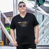 Fat Man's Plus Size Plus Size Fashionable Youth Hot Diamond Short-sleeved T-shirt Fat Man's Extra Large Ice Silk Cool Feeling T-shirt