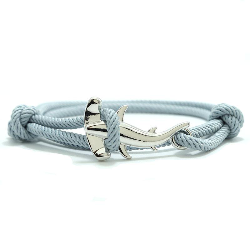 Double Layer Mens Shark Bracelet Sliding Adjustable 3mm Thin String Braslet Beach Nautical Silk Rope Braclet Pulseiras Hombre
