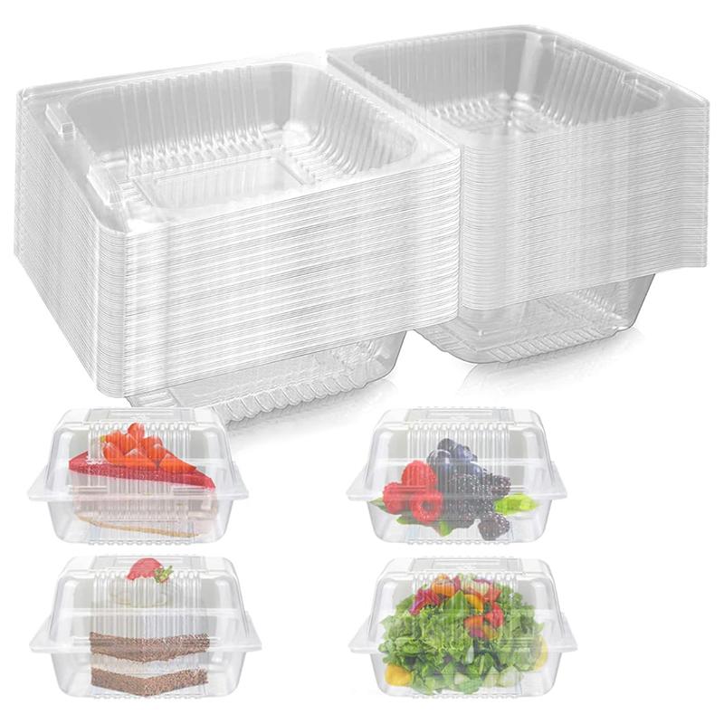 100 шт. коробки для выпечки, тортов, пищевой пластик, экологически чистые одноразовые упаковочные коробки для еды на вынос, суши, прозрачные, 13,3x12,3 см