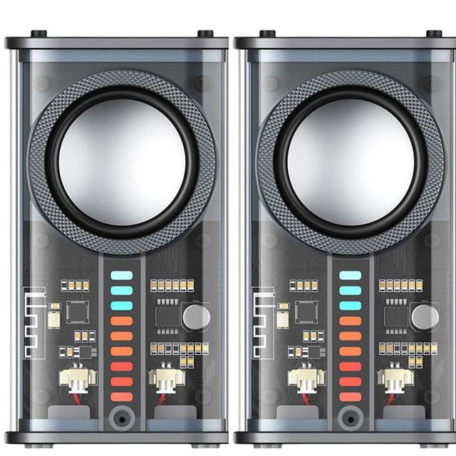 K07 Transparent Mecha Wireless Bluetooth Speaker Bass Music Subwoofer RGB Sound Light Rhythm Speaker TWS Stereo Hands-free Call