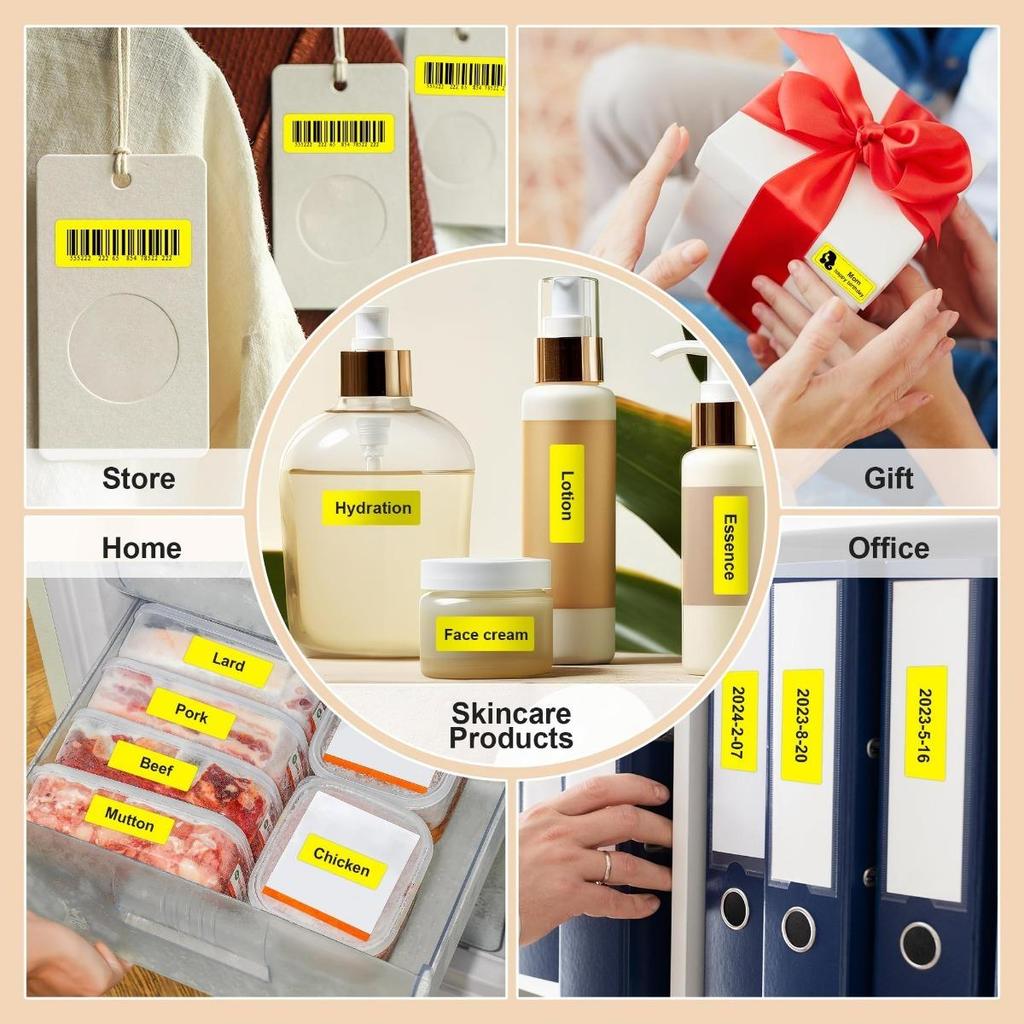 1 рулон P15 Бумажная термонаклейка 12x40 Термопринтерная лента Желтая этикеточная бумага для P11/P12/P15/P50/B100/D30/HP1/HP3