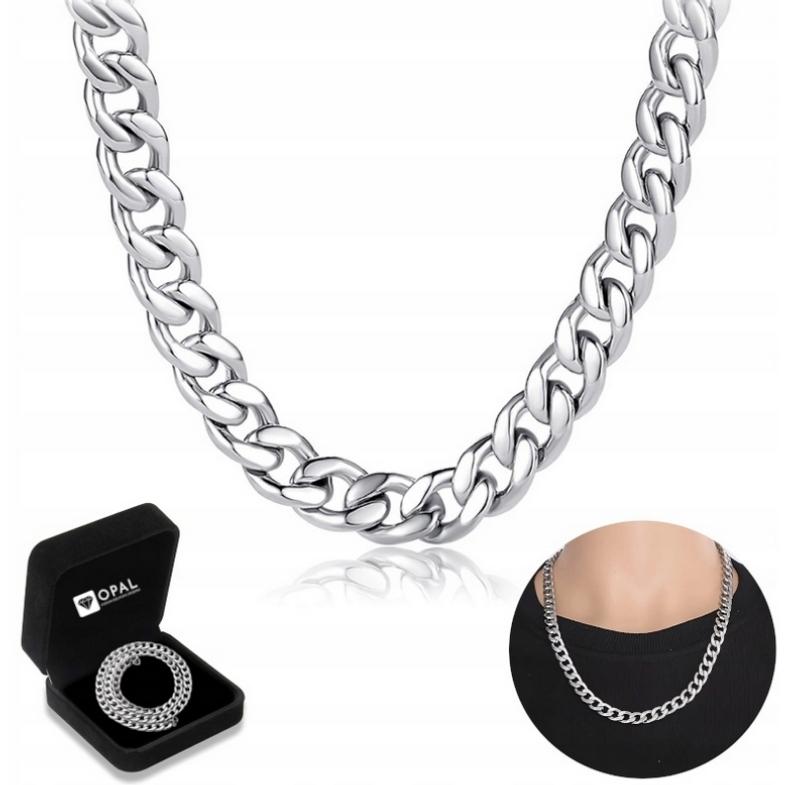 Silver Men' Chain, Cuirass, DIAMONDED ITALIAN Chain + FREE