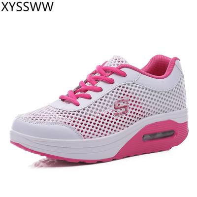 Модные женские летние дышащие водонепроницаемые кроссовки на танкетке, увеличивающие рост, обувь на платформе, женская повседневная обувь из сетки