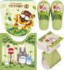 My Neighbor Totoro Friends Washing Toilet Seat Lid Cover Toilet Mat Slippers Paper Holder Cover 4 Piece Set Green