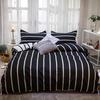 Lightweight Hotel Luxury Duvet Cover 3 Piece Set, Black White Vertical Stripes Ultra Soft Microfiber Breathable Comforter Cover