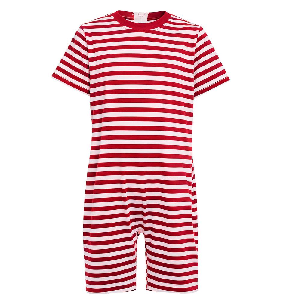 Thigh-Length Anti-Strip Romper for Kids: Invisible Back Zip, Breathable Short Sleeve, Ideal for Sensory & Behavioral Care