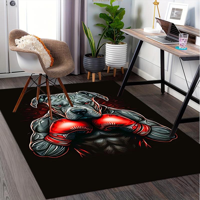 Boxing Dog Chair Mat Office Carpet for Home Decor, Oversized Rug for Sofa, Desk, Bedroom, Living Room, Gift Idea