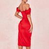 Plus Size Draped Satin Corset Dresses Bodycon Party Night Club Off Shoulder Gown Elegant Backless Dress Birthday