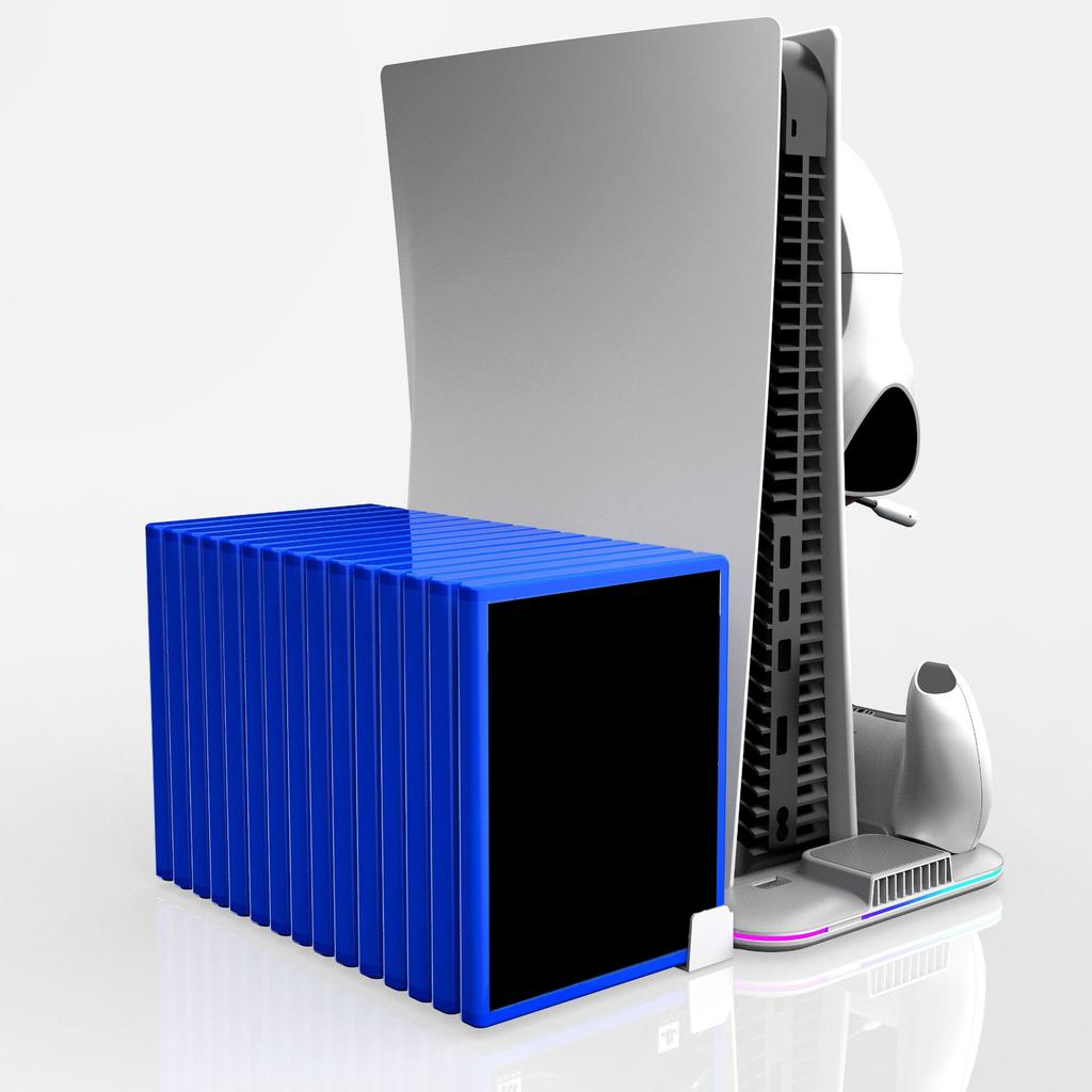 DZ504 Многофункциональная охлаждающая подставка для PS5/PS5 Slim Держатель для гарнитуры Полка для хранения дисков