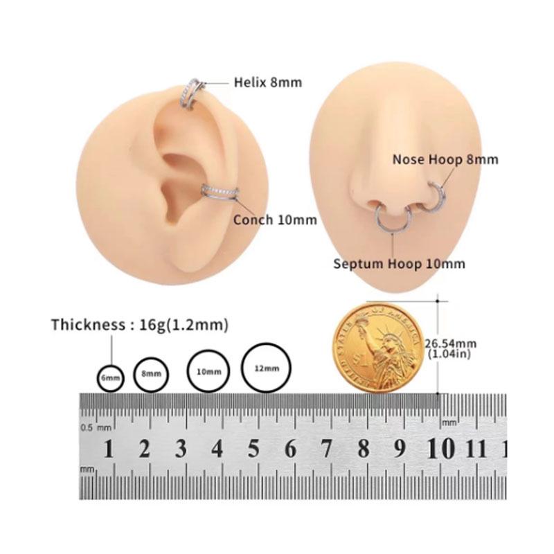 Бесшовное титановое кольцо для носа G23, серьга-кольцо с цирконом