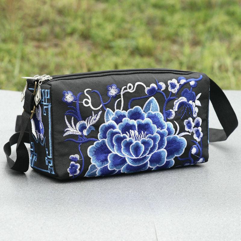 Yogodlns Сумка через плечо в этническом стиле Юньнань, сумка через плечо с цветочной вышивкой, парусиновая сумка для отдыха, простая женская трехслойная сумка через плечо
