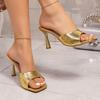 Мода 2025 Лето Новая Мода Женские Туфли на Высоком Каблуке Шлепанцы Обувь с Квадратным Носком для Женщин Дизайн Элегантные Шлепанцы С Открытым Носком и Ремешком Слингбэк