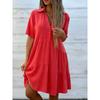 Loose Solid Color Lapel Casual Dress Loose Solid Color Polo Collar Casual Dress