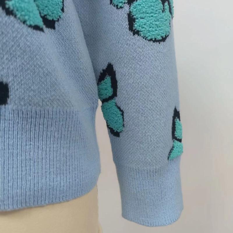 IHUASU Winter Printed Butterfly O-Neck Women's Loose Plus Size Knitwear Pullover Sweater