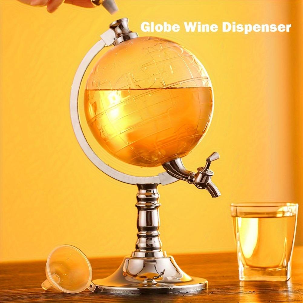 Stainless Steel Globe Whiskey Dispenser - 118.35oz Beverage Serving Container, Home Bar Accessories & Party Tool with World Map Design