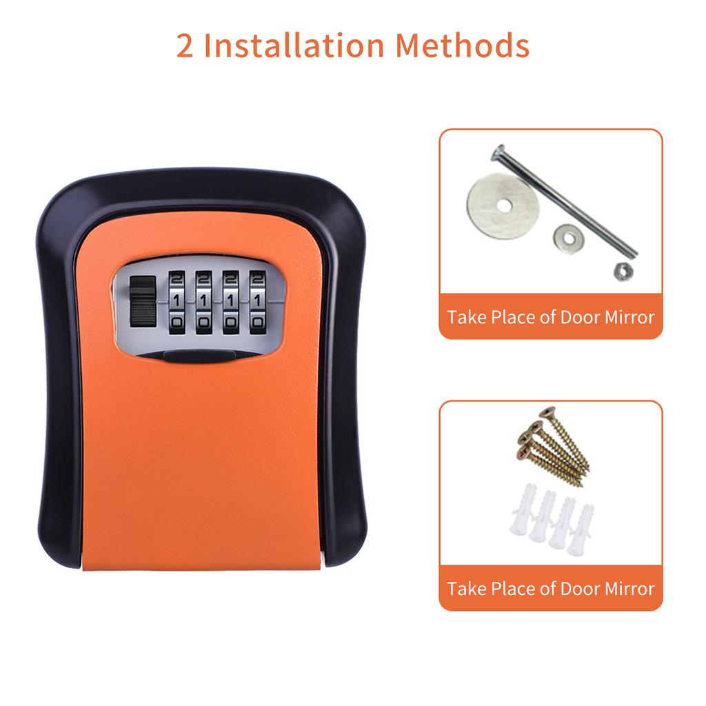 Замок для хранения ключей, настенное крепление, 4-значный водонепроницаемый сейф из алюминиевого сплава, сейф для ключей