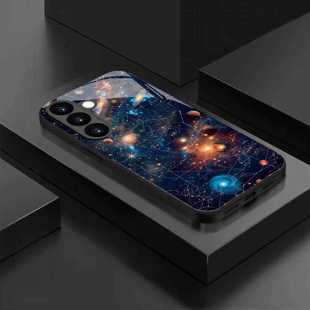Закаленное стекло Star Track чехол для телефона подходит для Samsung Galaxy S26 S25 S24 S23 S22 S20 FE/Ultra/Plus противоударная задняя крышка