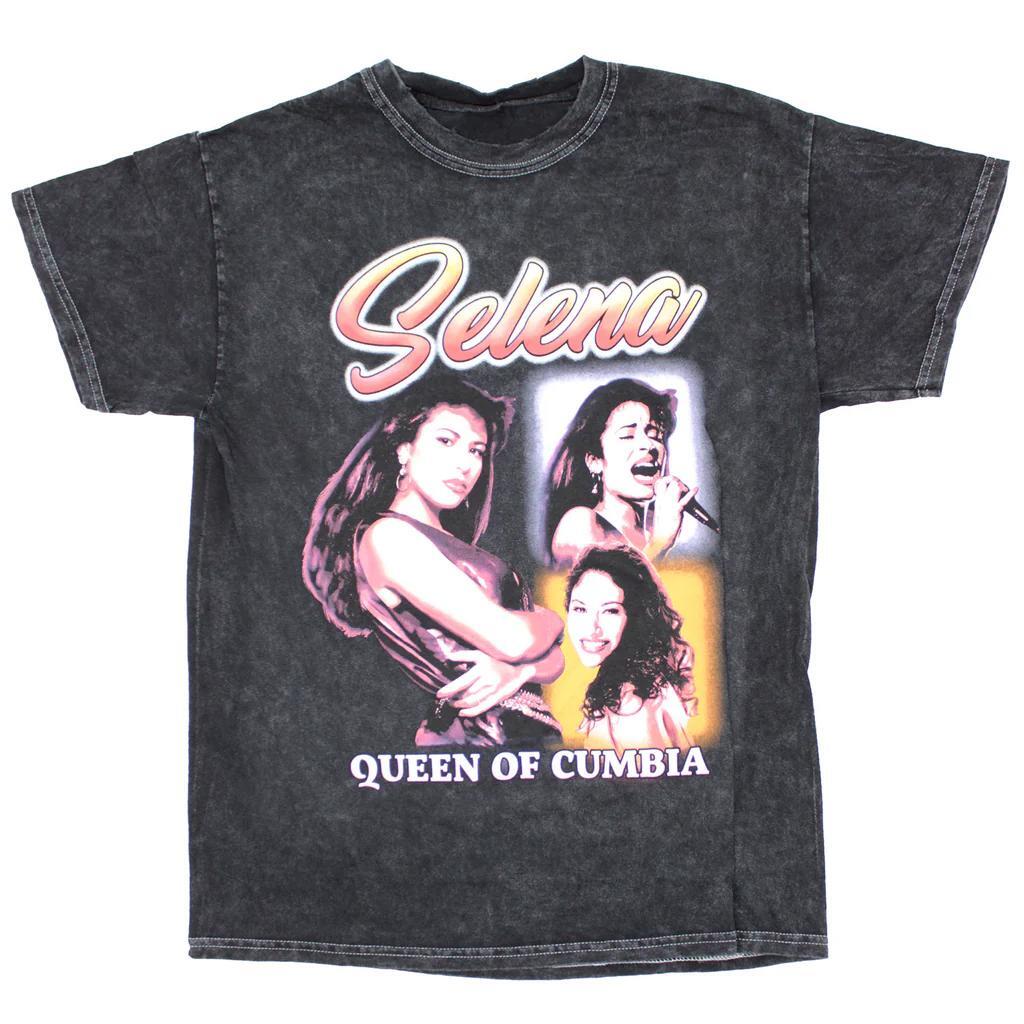 Selena Rap Tee- Queen of Cumbia Stonewash T-shirt - L