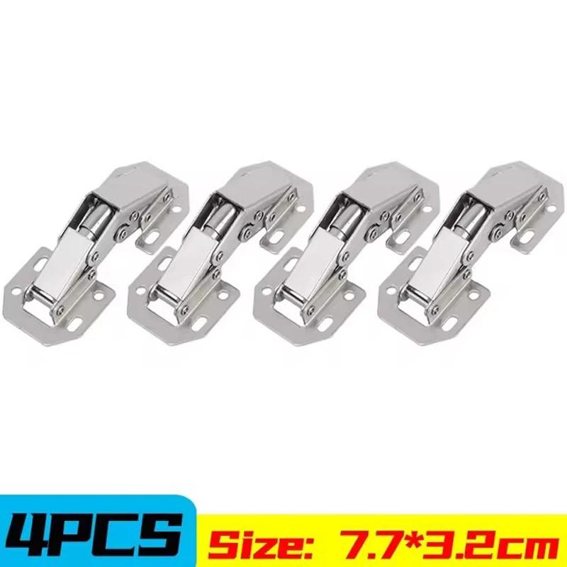 2/6PCS 90 Degree Steel Cabinet Hinges with Screws No-Drilling Buffer Hinge Kitchen Cabinet Cupboard Hinges DIY Furniture Hardware Tools