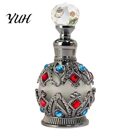 Decorative Perfume Bottle 15ML Vintage Luxury Refillable Bottle, Essential Oil & Fragrance Glass 15ml Dubai Arabian Style Empty Container for