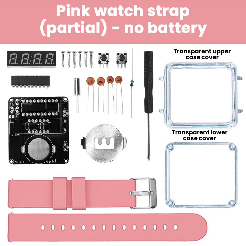 DIY Electronic Watch Kit LED Digital Tube Display Creative Solder Project Transparent Case 3V Electronic Component kit