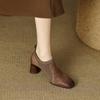 Мода 2025 Новая мода Удобные Женские Ботильоны из Натуральной Кожи Элегантный Квадратный Носок Толстый Каблук Туфли Лодочки Вечеринка Повседневная Обувь Женщина