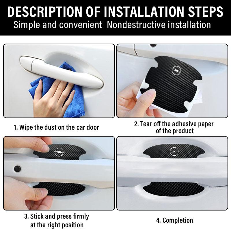 4PCS Car Door Handle Protection Sticker Emblem Car Decoration Styling For Opel Astra J G Insignia Corsa D Vectra C Zafira a Auto Gadgets