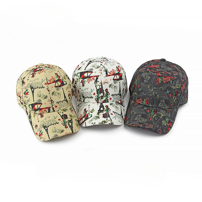 Весна Новые Корейские Шляпы Женская Мода Принтованные Солнцезащитные Шляпы Индивидуальность Жесткая Кепка Бейсболка Мужские Кепки