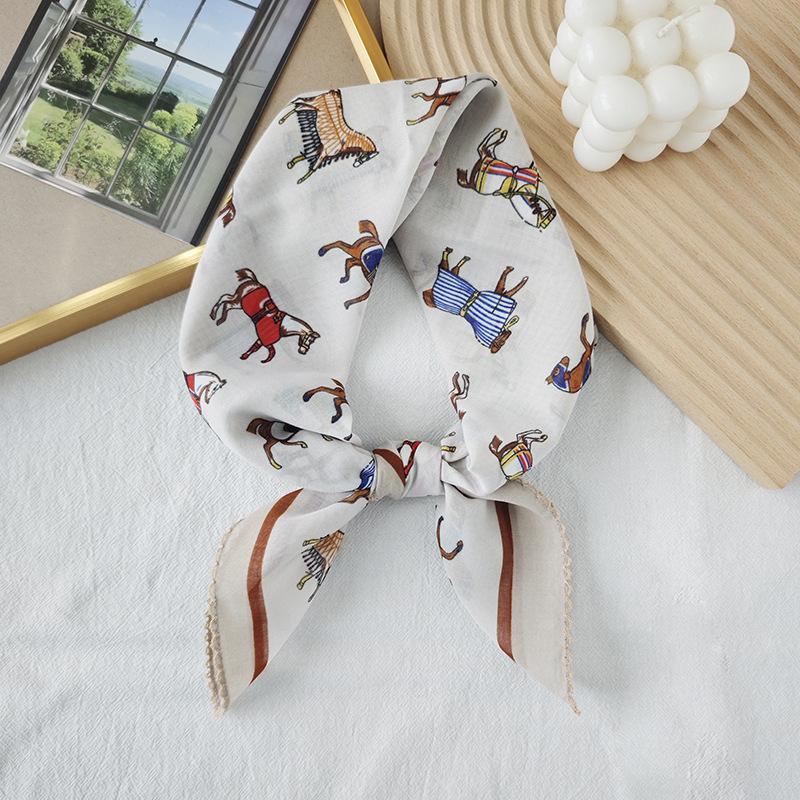 Thin cotton and linen small square scarf fresh and breathable women's soft literary and decorative small silk scarf summer scarf women's versatile