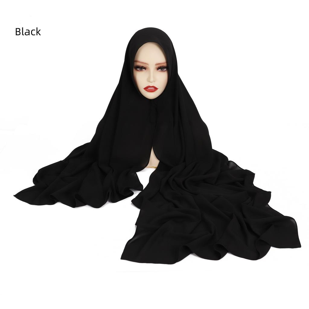 Женский тяжелый шифоновый хиджаб-шарф Премиальный шифон Мусульманские хиджабы Однотонный Хорошая строчка Макси обертывание Однотонный Мусульманский женский шаль