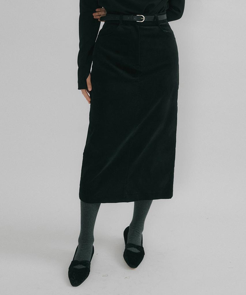 Riorg Oson Cotton Velvet Midi Skirt Black