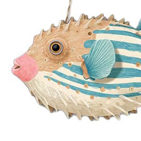 Wooden Fish Hanging Sign Vintage Nautical Coastal Wall Art Rustic Clownfish Beach Ornament for Home Lake House Bathroom Bedroom