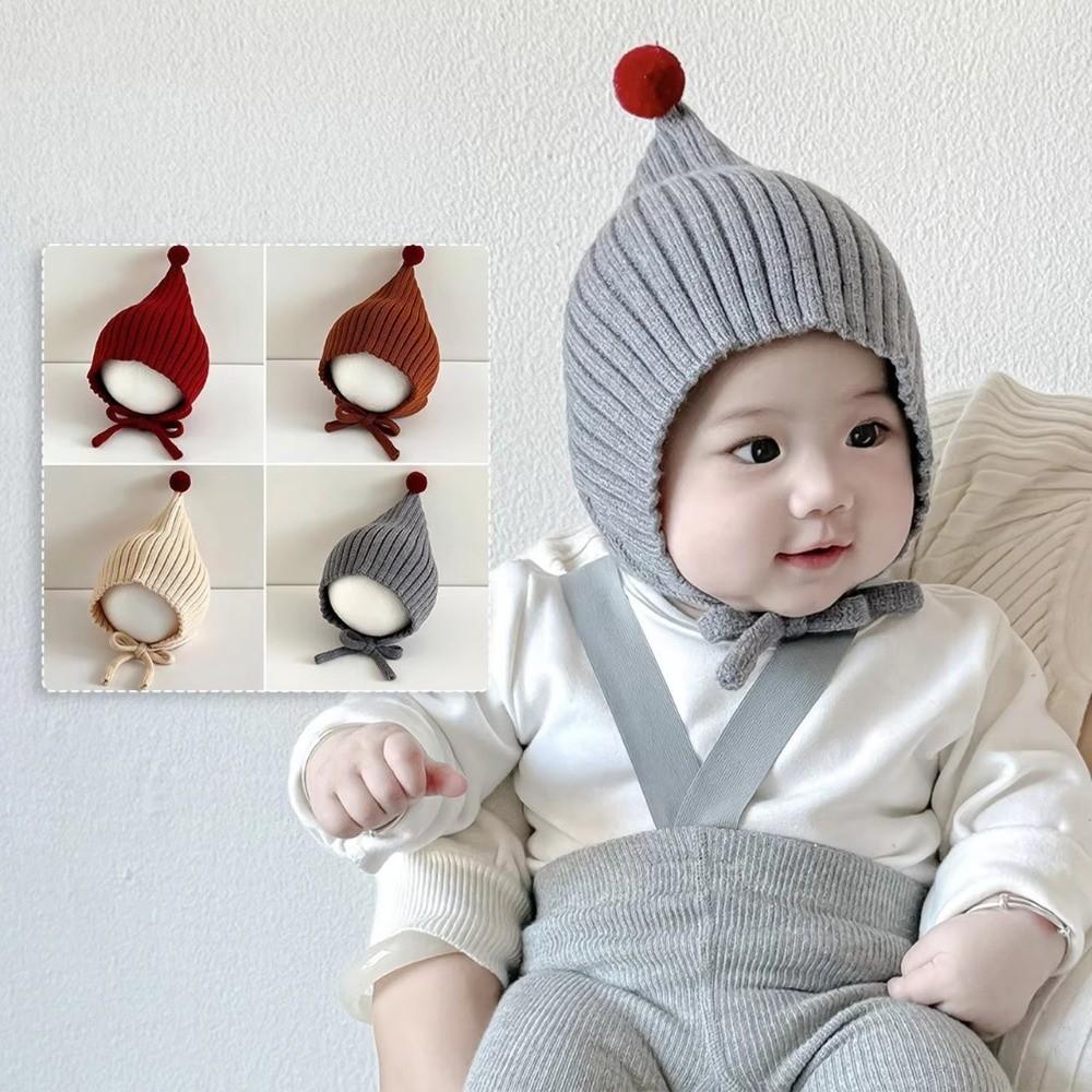 Однотонная детская шапочка-бини с дизайном шнуровки, детские пуловеры, новая детская вязаная шапка